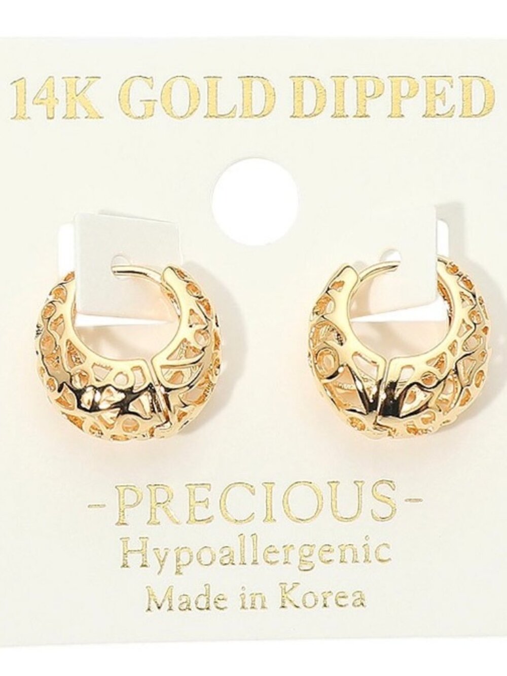 14K GOLD LAZER CUT HOOP EARRINGS